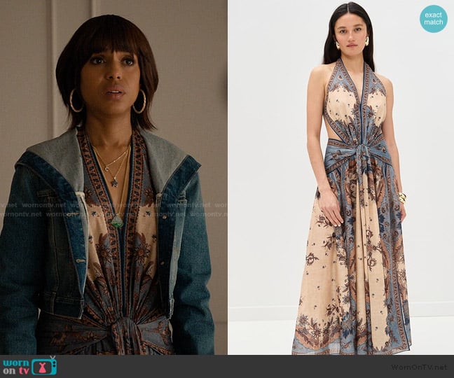 Zimmermann Ascension Plunge Halter Maxi Dress worn by Eleanor (Kerry Washington) on Imperfect Women