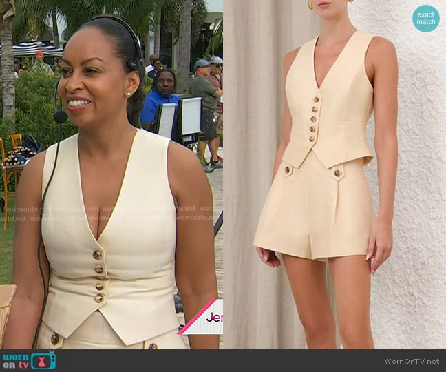 Zimmermann Luna Wool Silk Waistcoat worn by Talia Parkinson-Jones on Today