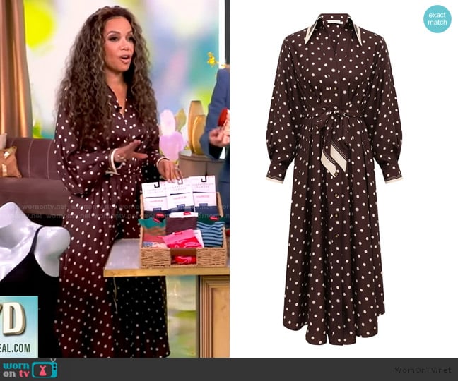 Zimmermann Polka-dot belted silk shirt dress worn by Sunny Hostin on The View
