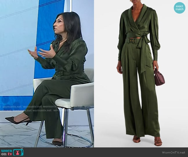 Zimmermann Silk Satin Wrap Top worn by Dr. Heather Hirsch on Today