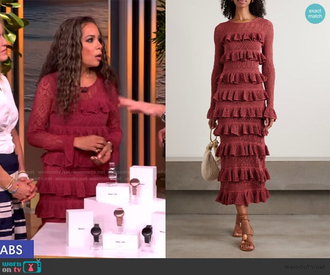 Sunny’s red lace ruffle dress on The View