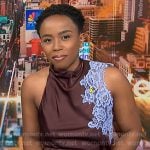 Zinhle's brown lace embroidered top on NBC News Daily