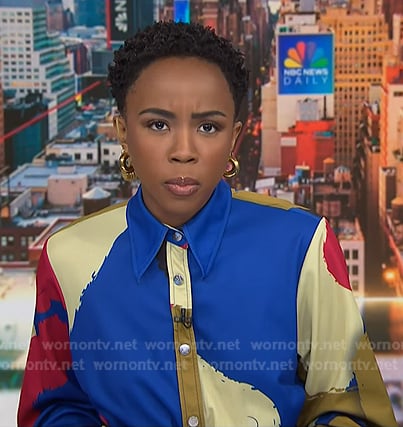 Zinhle’s multicolor printed shirtdress on NBC News Daily
