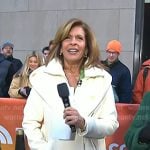 Hoda’s white hooded wool coat on Today