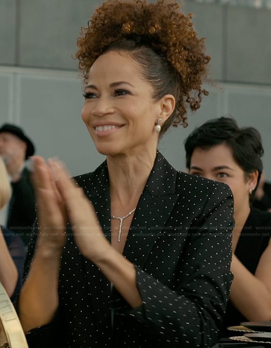 Zoe's black rhinestone embellished blazer on Imperfect Women