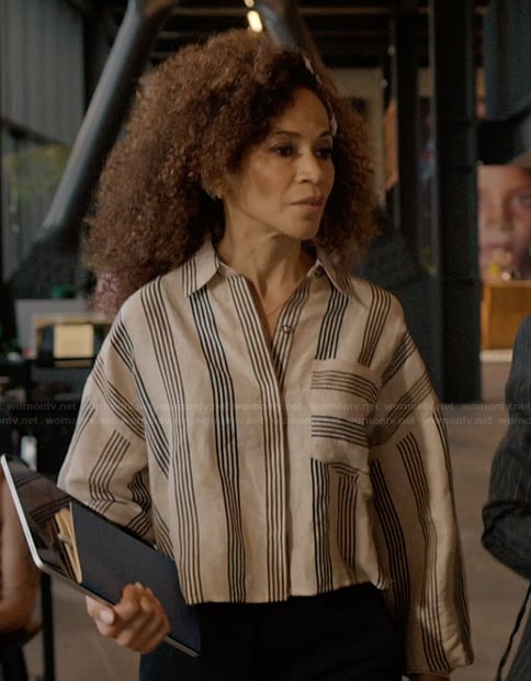 Zoe's striped blouse on Imperfect Women