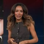 Zuri's brown peplum vest on Access Hollywood