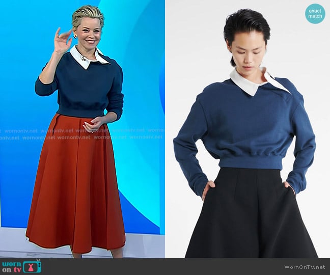 Elizabeth Banks’s navy collared top on Today