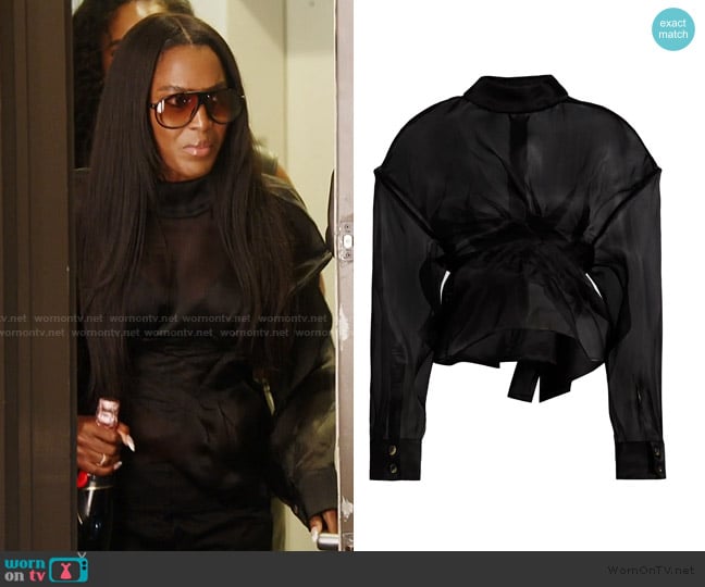 A.W.A.K.E. Mode Silk Organza Twisted Shirt worn by Ciara Miller on Summer House