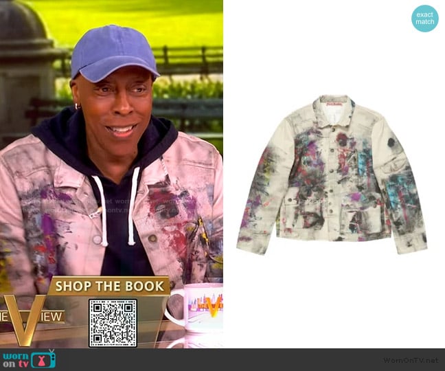 Acne Studios Paint-splattered denim jacket worn by Arsenio Hall on The View