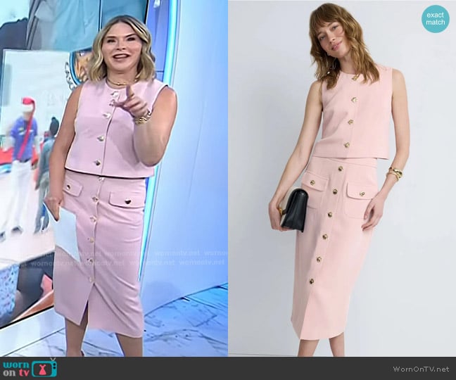 Adam Lippes Button Front Sleeveless Top worn by Jenna Bush Hager on Today