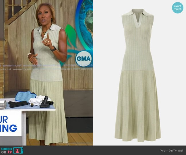 Adam Lippes Sleeveless Sparkle Knit Polo Dress worn by Robin Roberts on Good Morning America