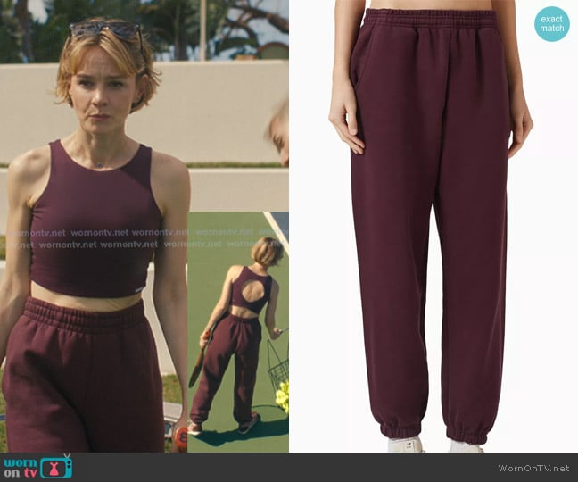 Adanola ADA Sweatpants in Dark Cherry worn by Lindsay Crane-Martín (Carey Mulligan) on Beef