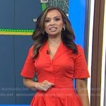 Adelle's red short sleeve mini shirtdress on Today