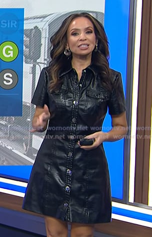 Adelle’s black leather button down dress on Today