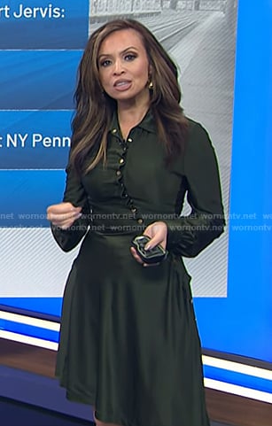 Adelle’s green asymmetric button shirtdress on Today