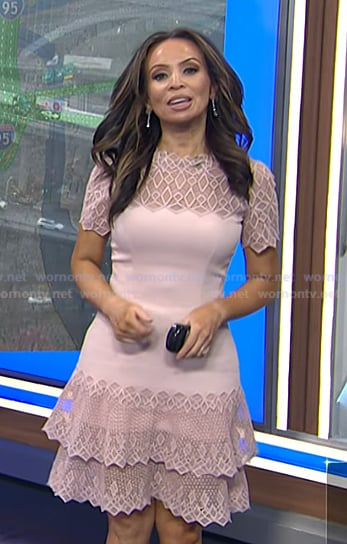 Adelle’s pink lace panel mini dress on Today