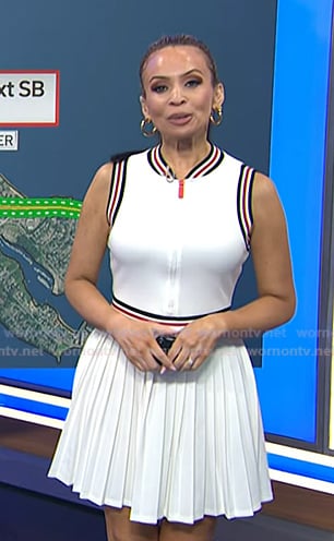 Adelle’s white stripe trim pleated tennis dress on Today