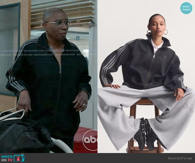 Adidas Firebird Adilenium Track Top Denim worn by Henrietta Wilson (Aisha Hinds) on 9-1-1
