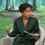 Adriana Diaz’s dark green satin suit on CBS Mornings