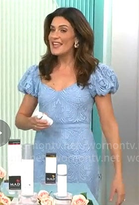 Adriane Kiss’ blue puff sleeve dress on CBS Mornings