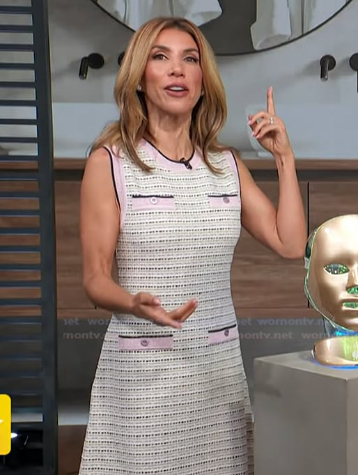 Adrianna’s tweed sleeveless dress on Access Hollywood