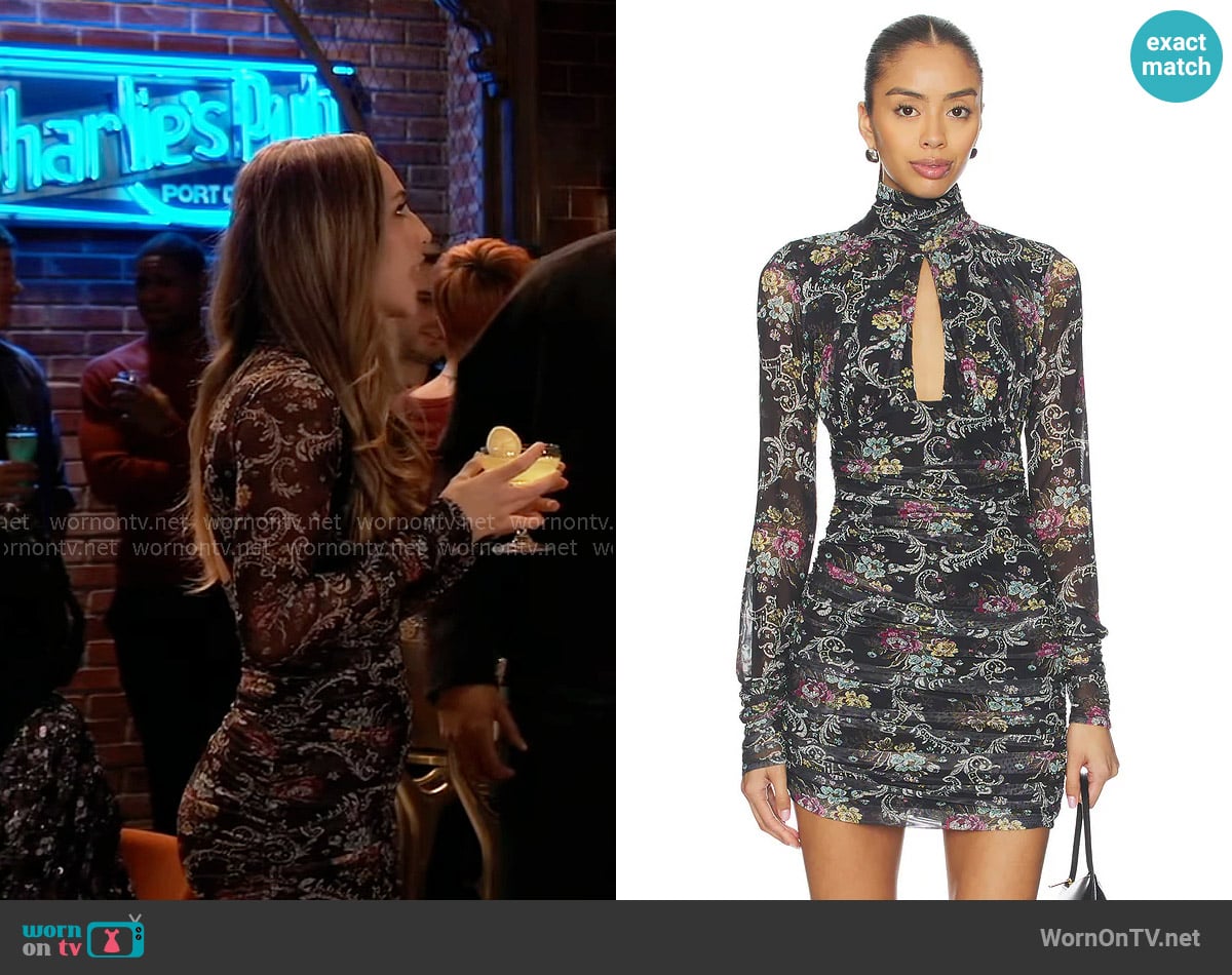Josslyn’s paisley print mini dress with cutout on General Hospital
