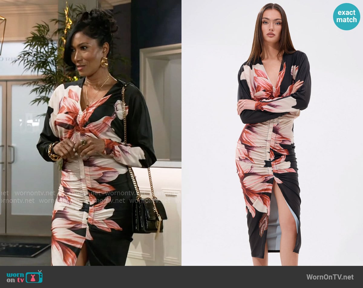 Akira Floral Baby Midi Dress worn by Dana 'Leslie' Thomas (Trisha Mann-Grant) on Beyond the Gates