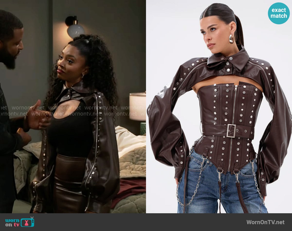 Akira Perk Up Embellished Bolero worn by Lynette Wise (Dominique Madison) on Beyond the Gates