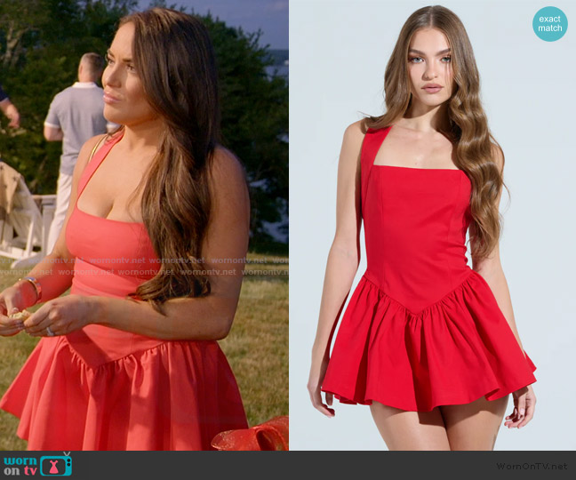 Akira Rosalia Stretch Linen Mini Dress worn by Rosie DiMare on The Real Housewives of Rhode Island