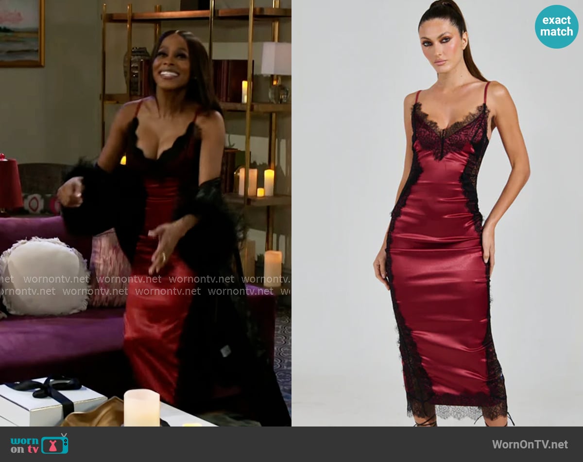 Akira Show Us What You Got Satin Midi Dress worn by Hayley Lawson (Marquita Goings) on Beyond the Gates