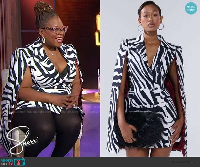 Akira Wild Side Printed Blazer Dress worn by Yamaneika Saunders on Sherri