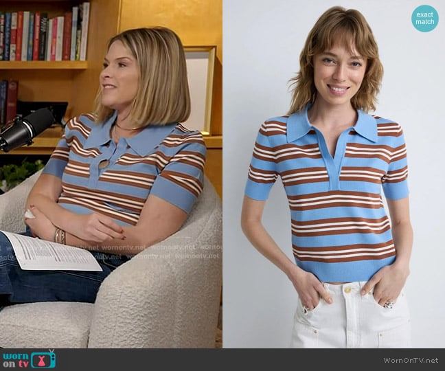 Aknvas Emma Polo Top in Blue worn by Jenna Bush Hager on Today