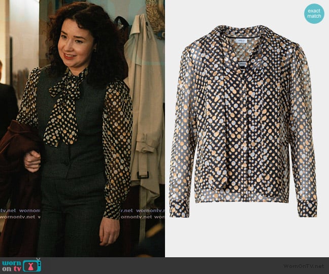 Akris Punto Polka Dot Crepe de Chine Blouse worn by Marissa Gold (Sarah Steele) on Elsbeth