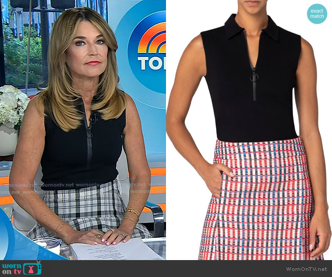 Akris Punto Sleeveless Front Zip Polo Shirt worn by Savannah Guthrie on Today