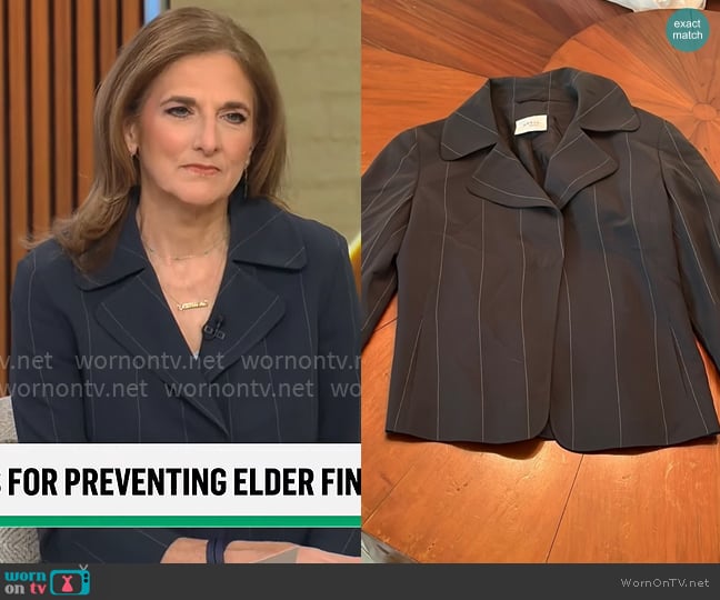 Jill Schlesinger’s pinstripe jacket on CBS Mornings