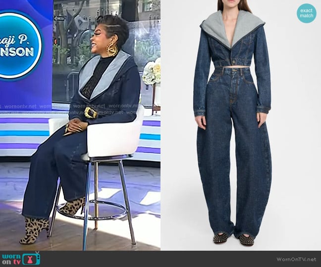 Alaia Hooded Cropped Denim Jacket worn by Taraji P Henson on Today