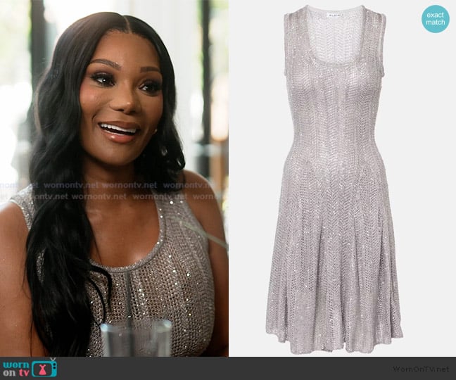 Alaia Sequined knitted minidress worn by Angela Oakley on The Real Housewives of Atlanta