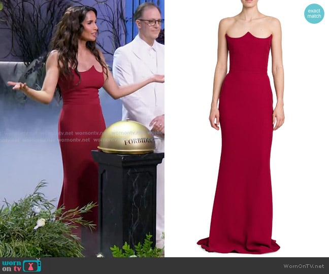 Alexander McQueen Crepe Strapless Gown in Blood Red worn by Padma Lakshmi on Americas Culinary Cup