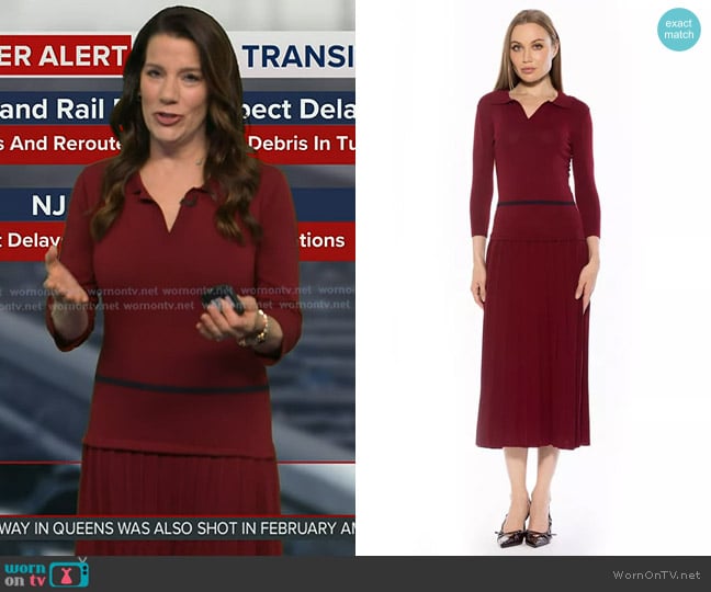 Alexia Admor Sable Dress in Burgundy worn by Heather O’Rourke on Good Morning America