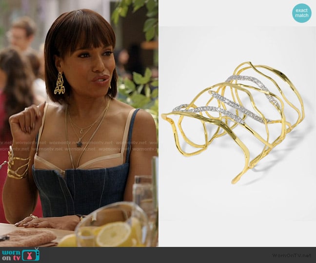 Alexis Bittar Solanales Crystal Intertwined Wide Cuff Bracelet worn by Eleanor (Kerry Washington) on Imperfect Women