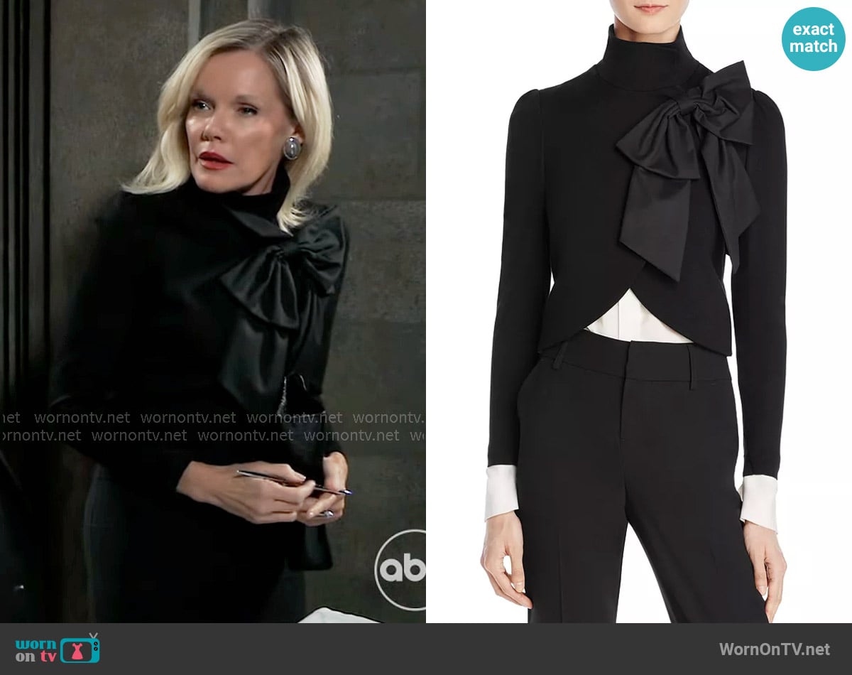 Alice + Olivia Addison Bow Collar Crop Jacket worn by Ava Jerome (Maura West) on General Hospital
