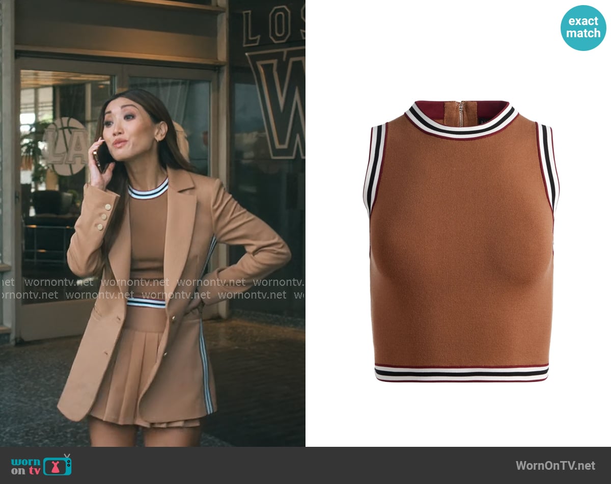 Alice + Olivia Amity Top worn by Ali Lee (Brenda Song) on Running Point