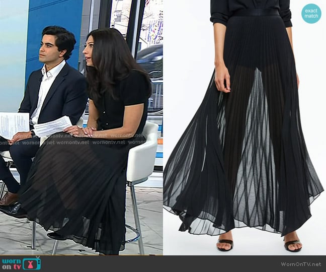 Alice + Olivia Katz Pleated Maxi Skirt worn by Dr. Natalie Azar on Today