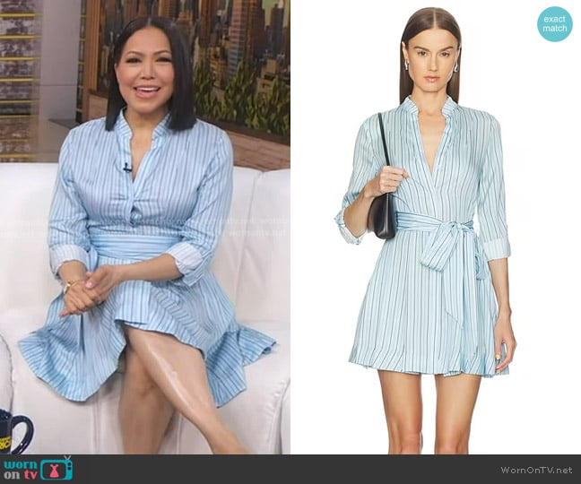 Alice + Olivia Lucy Roll Cuff Mini Dress in Fiorenza Stripe worn by Stephanie Ramos on Good Morning America