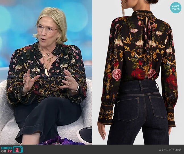 Alice + Olivia Marion Embellished Blouse in Evermine worn by Brené Brown on Today