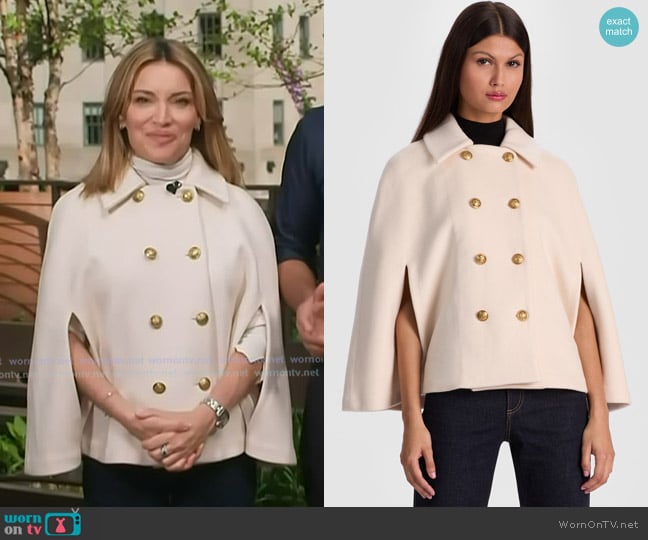 Alice + Olivia Reynalda Cape Jacket worn by Kit Hoover on Access Hollywood