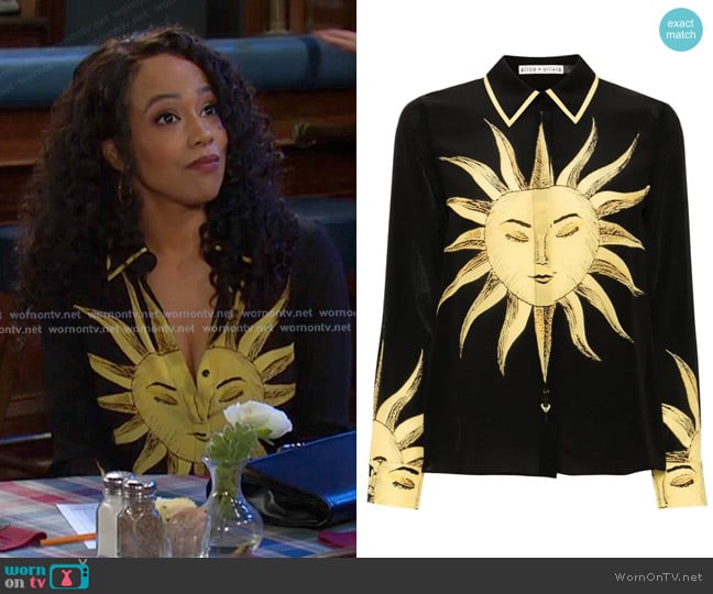 Alice + Olivia Willa Silk Blouse worn by Jada Hunter (Elia Cantu) on Days of our Lives
