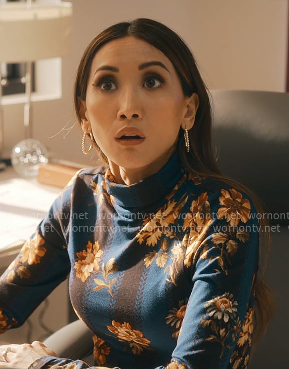 Ali's blue floral top on Running Point