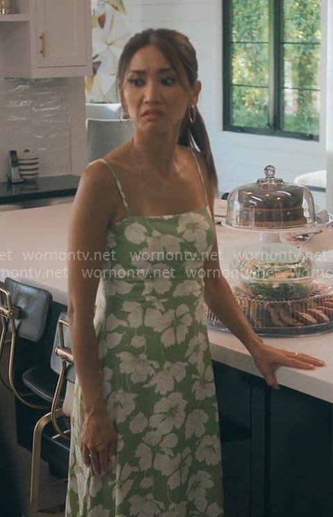 Ali's green floral dress on Running Point